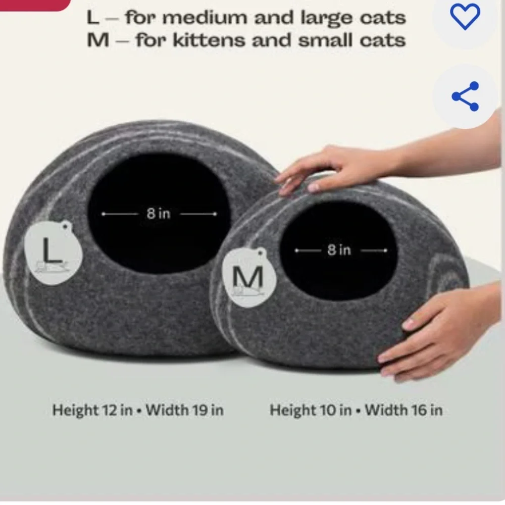 Meowfia Medium Wool Cat Cave - Picture 9 of 11